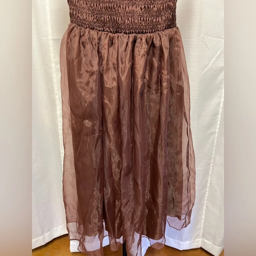Sofie the label taffeta midi brown dress whimsigoth/fairycore style | size S - Picture 3 of 8
